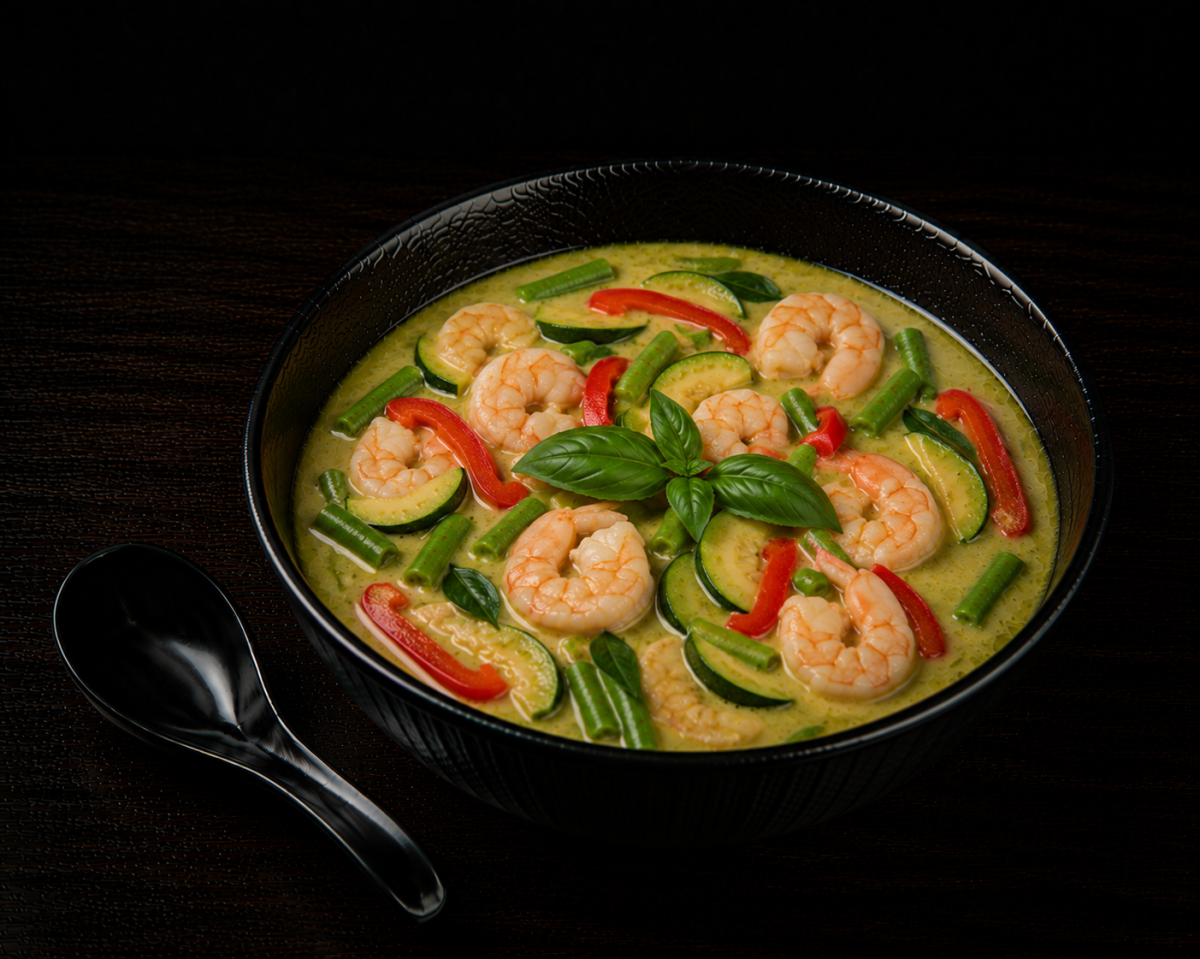 Groene curry garnaal